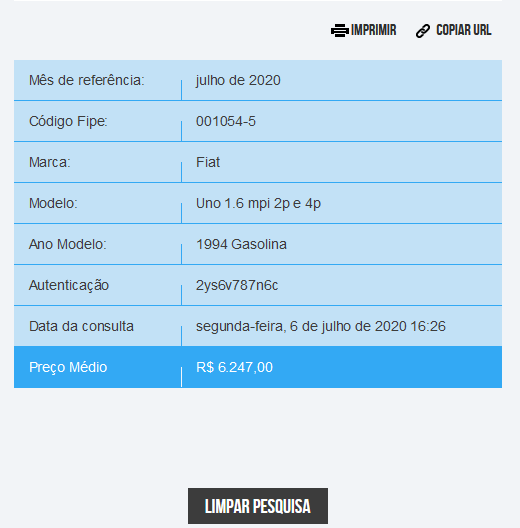 Consultar Situação do Veículo pela placa e Tabela Fipe 