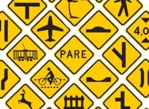 Placas de trânsito amarelas e significados